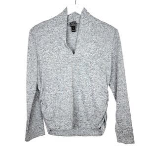 Clara Sun Woo Heather Gray V-neck Cinched Side Seams Pullover Sweater - Size S